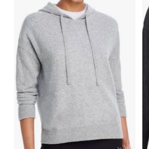 Cashmere Blend Hoodie Tops - Cashmere Blend Hoodie Women's Light Gray Hoodie Sweater
